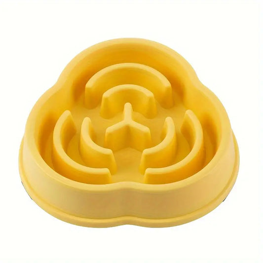 Anti gulp slow feeding dog bowl yellow