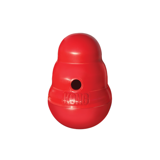 KONG wobbler dog toy interactive food dispenser in red